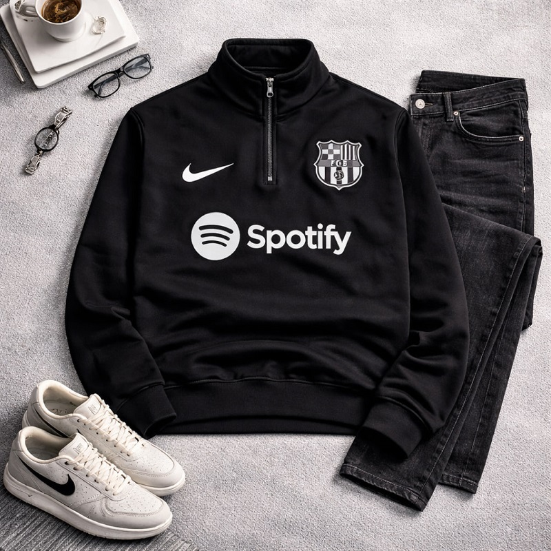 دورس نیم زیپ مدل بارسلونا-مشکی